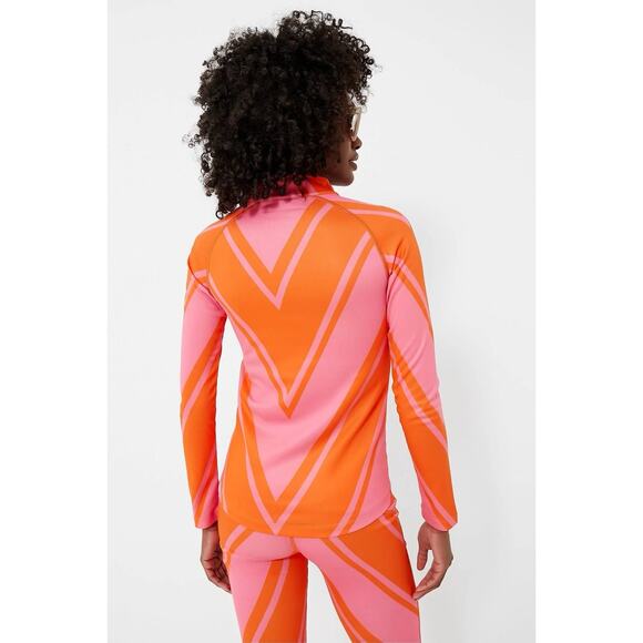 Perfect Moment Thermal Half Zip Pink and Orange Chevron Print Size S - Picture 4 of 12